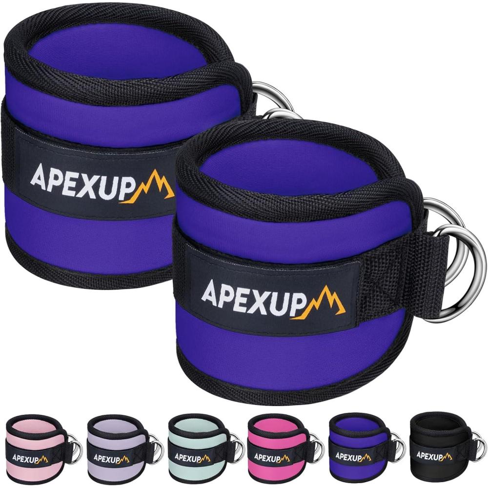 imageAPEXUP Ankle Strap for Cable Machine Ankle Resistance Bands Cable Kick Back Ankle Straps for Gym Glute Workouts Leg Extensions Adjustable Straps with Neoprene PaddingPurple