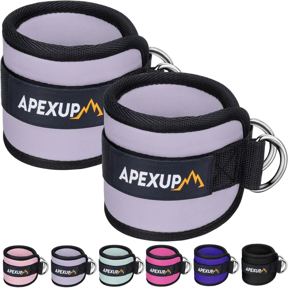 imageAPEXUP Ankle Strap for Cable Machine Ankle Resistance Bands Cable Kick Back Ankle Straps for Gym Glute Workouts Leg Extensions Adjustable Straps with Neoprene PaddingPastel Purple
