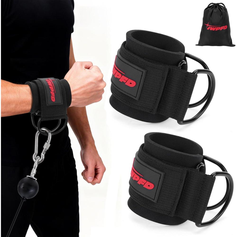 imageWrist Straps for Cable Machines Wrist Cuffs for Men Woman Neoprene Padded Straps for Gym Strength Training EquipmentBlack