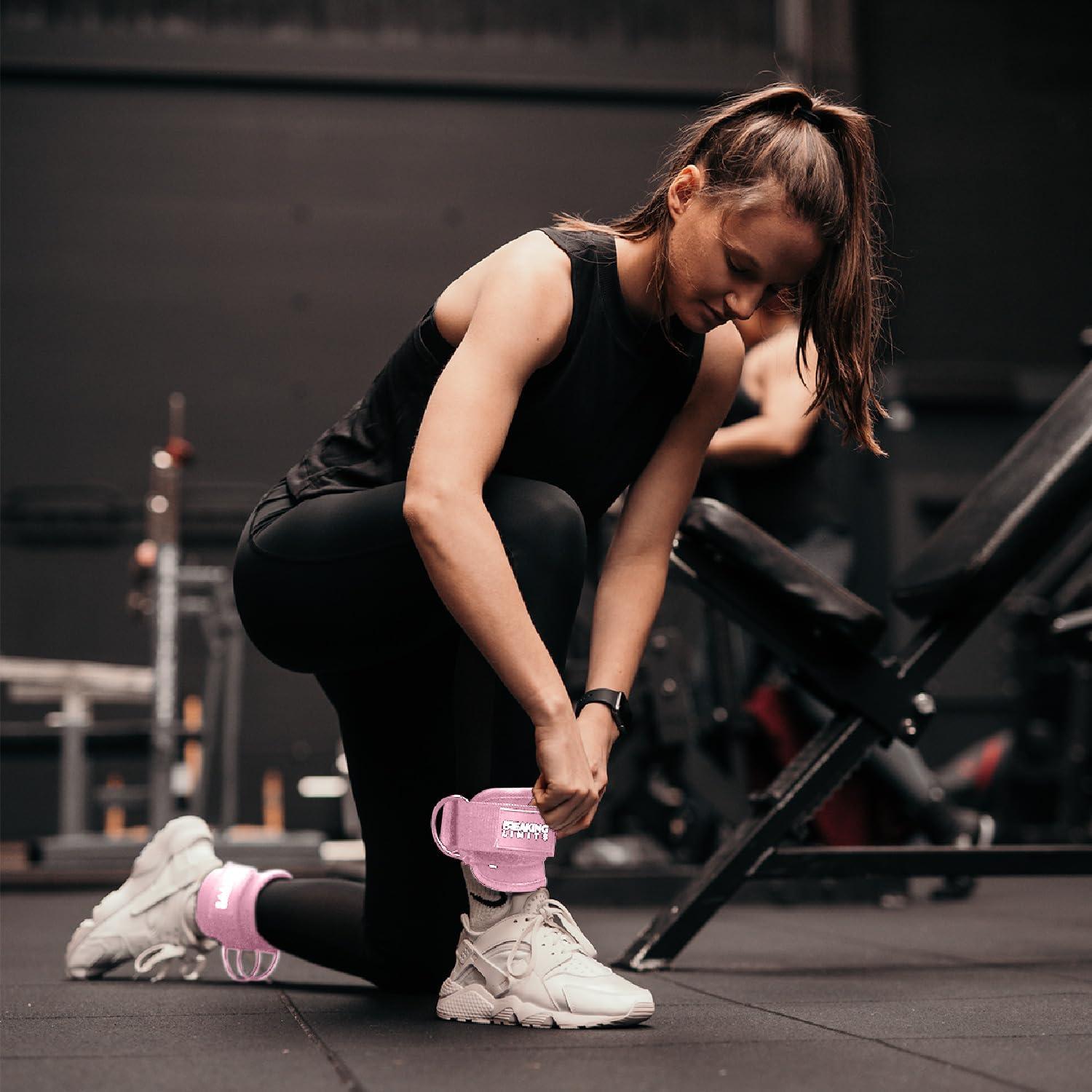 imageBREAKING LIMITS Ankle Straps for Cable Machines Women Glute Kick Back Ankle Strap Set Cable Ankle Attachments for Gym Workout Poleas para Gym Leg Straps for Cable Machine MenPink Pair
