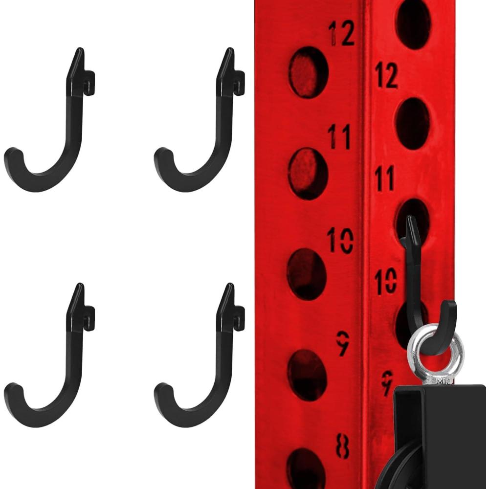 image8PSC Squat Rack Accessories Hook HolderPower Rack Attachments HooksDIY Storage Hook for Resistance Bands Barbell Collars and Gym Accessories Black4PCSBlack