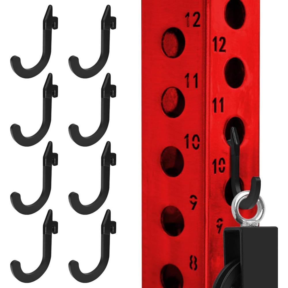 image8PSC Squat Rack Accessories Hook HolderPower Rack Attachments HooksDIY Storage Hook for Resistance Bands Barbell Collars and Gym Accessories BlackBlack