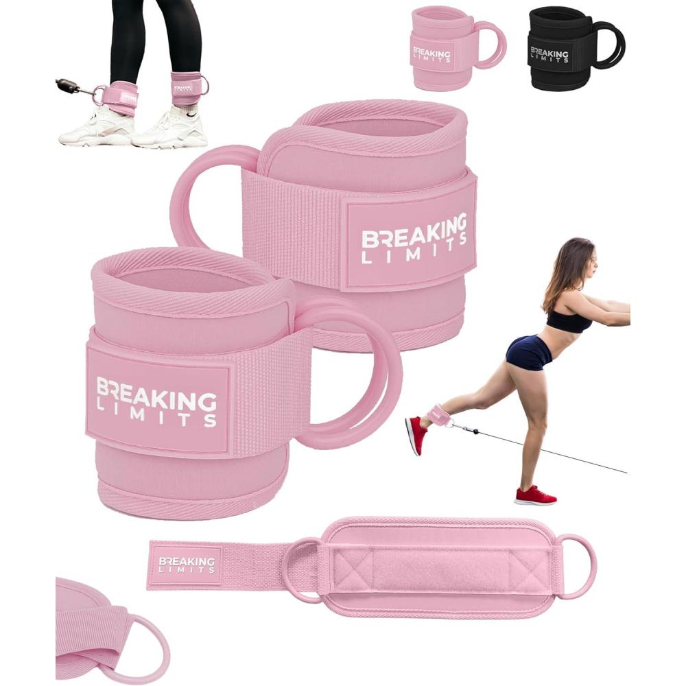 imageBREAKING LIMITS Ankle Straps for Cable Machines Women  Glute Kick Back Ankle Strap Set  Cable Ankle Attachments for Gym Workout  Poleas para Gym  Leg Straps for Cable Machine MenPink  Pair