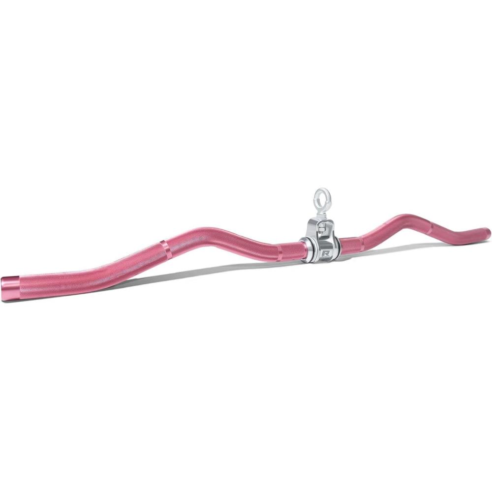 imageRitFit 386 WShaped LAT Pulldown Bar Aluminum Alloy Cable Machine Attachment with Full Rotation for Gym Strength Training WorkoutsPink
