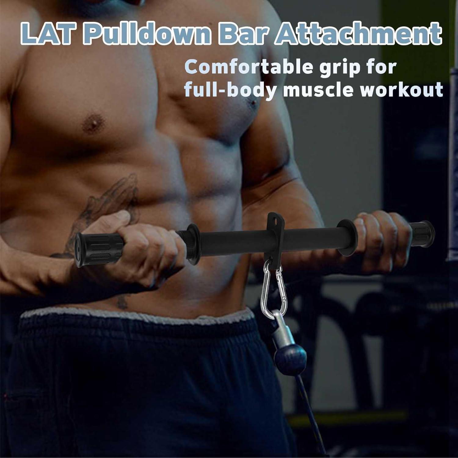 imageLAT Pulldown Bar Attachment Triceps Straight Bar Strength Training Cable Attachments Press Down Curl Bar for Home Gym Strength Exercise