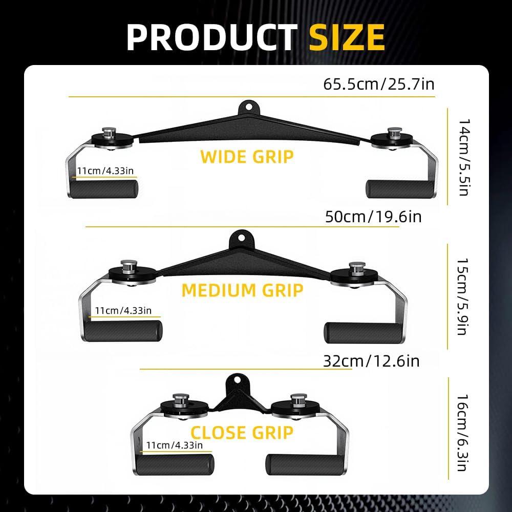 imageLat Pulldown Bar Set for Cable Machine 3Bar MultiGrip Attachments with 360 Rotating Handles 16Position Adjustable Angles 30mm Knurled NarrowMidWide Grips 660lb Aluminum Alloy