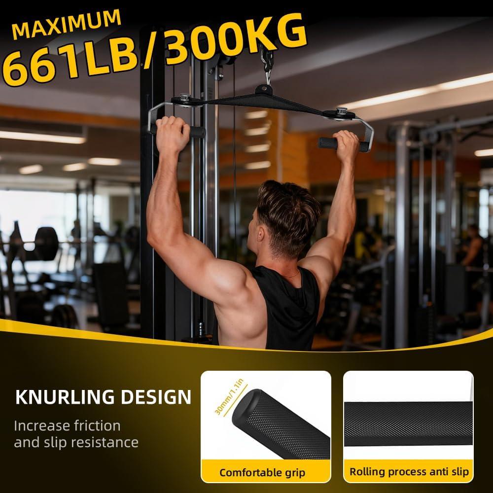 imageLat Pulldown Bar Set for Cable Machine 3Bar MultiGrip Attachments with 360 Rotating Handles 16Position Adjustable Angles 30mm Knurled NarrowMidWide Grips 660lb Aluminum Alloy