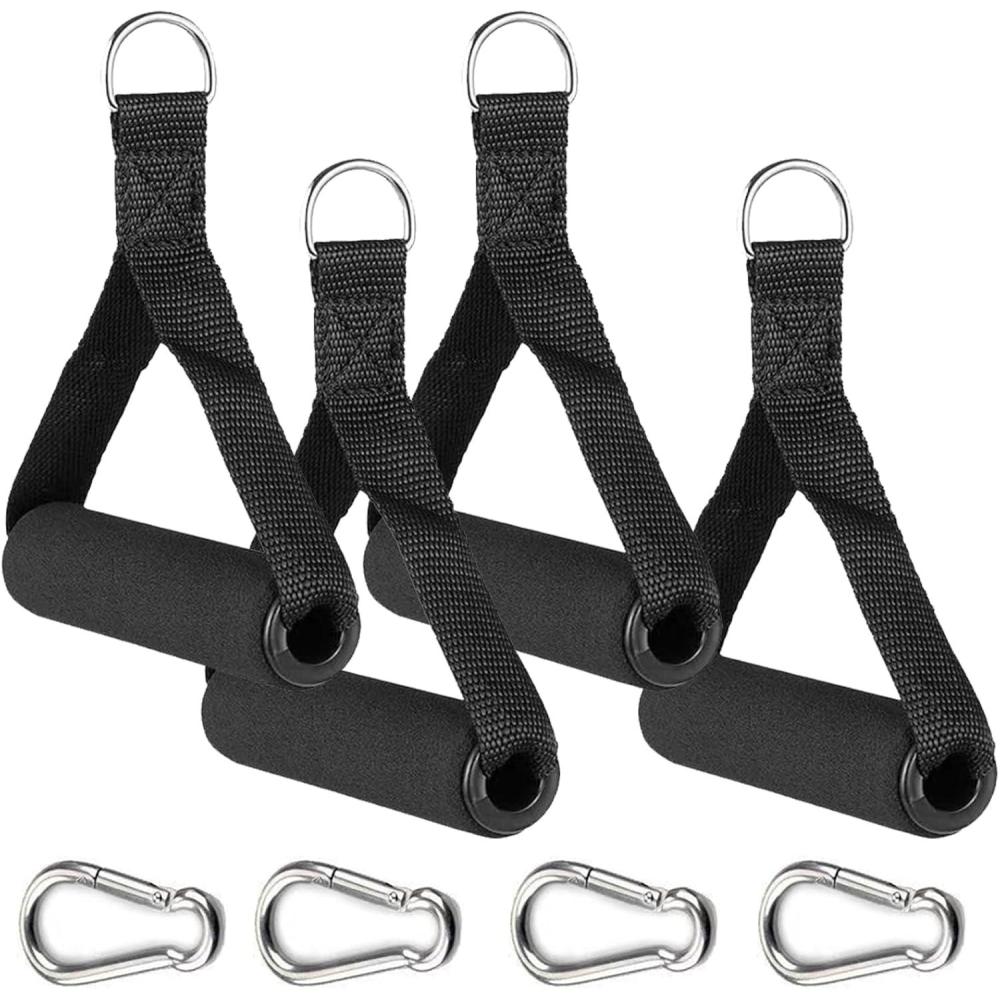 image4pack Resistance Band Handles Heavy Duty Exercise Handles Rope Handle with 4 Carabiners Workout Bands with Handle for Cable Machine Attachment