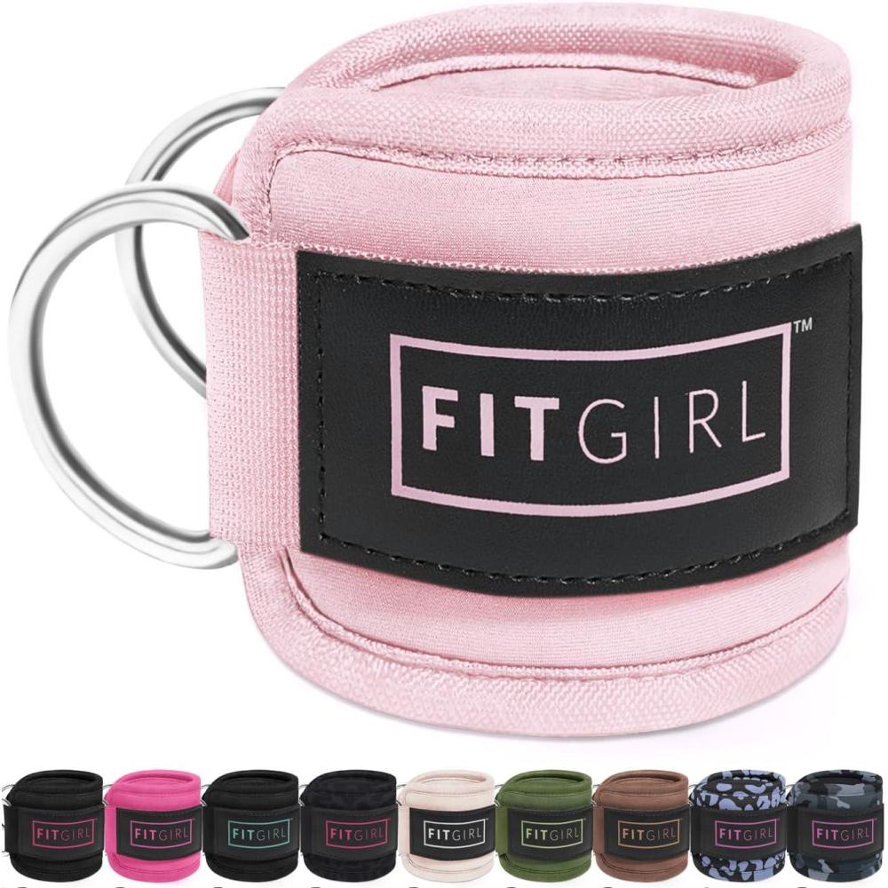 imageFITGIRL Ankle Strap for Cable Machine  Premium Padding and Comfort for Cable Exercise Machines Cable Exercise Attachment for Home amp Gym Glute Workouts  Kickbacks Leg Extensions Hip AbductorsLight Pink  Pair