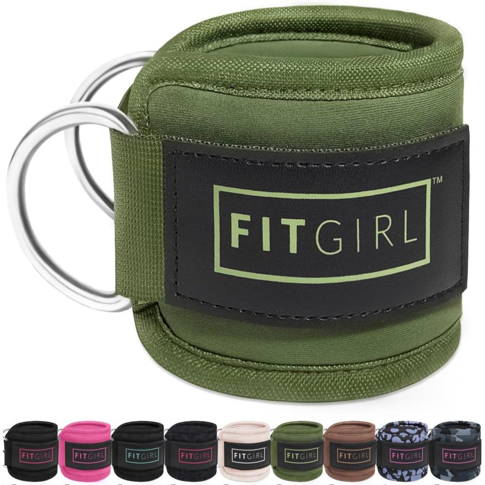 imageFITGIRL Ankle Strap for Cable Machine  Premium Padding and Comfort for Cable Exercise Machines Cable Exercise Attachment for Home amp Gym Glute Workouts  Kickbacks Leg Extensions Hip AbductorsOlive Green  Pair