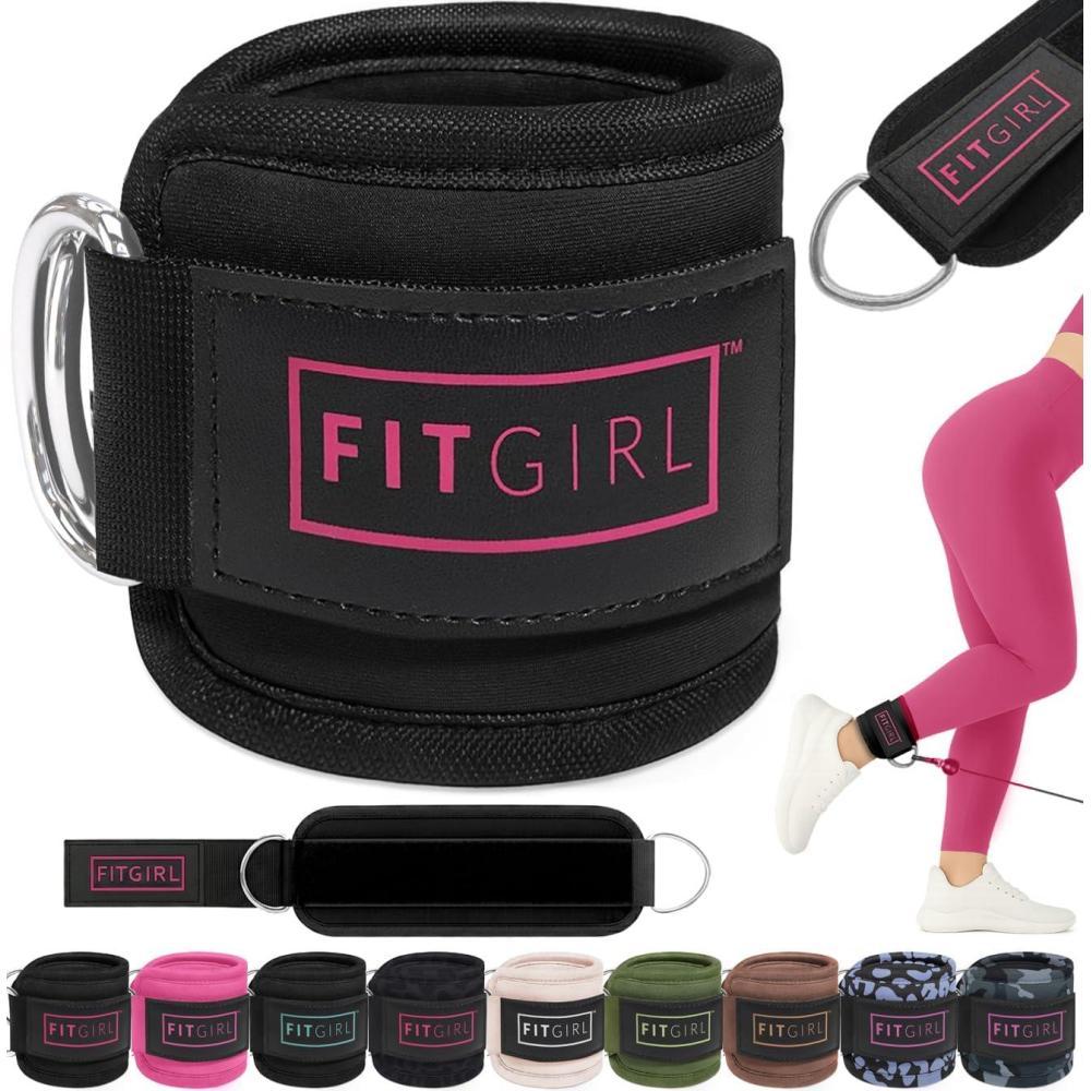 imageFITGIRL Ankle Strap for Cable Machine  Premium Padding and Comfort for Cable Exercise Machines Cable Exercise Attachment for Home amp Gym Glute Workouts  Kickbacks Leg Extensions Hip AbductorsBlack  Single
