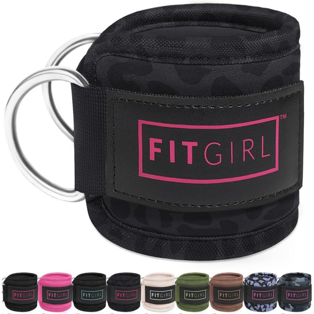 imageFITGIRL Ankle Strap for Cable Machine  Premium Padding and Comfort for Cable Exercise Machines Cable Exercise Attachment for Home amp Gym Glute Workouts  Kickbacks Leg Extensions Hip AbductorsBlack Leopard  Pair