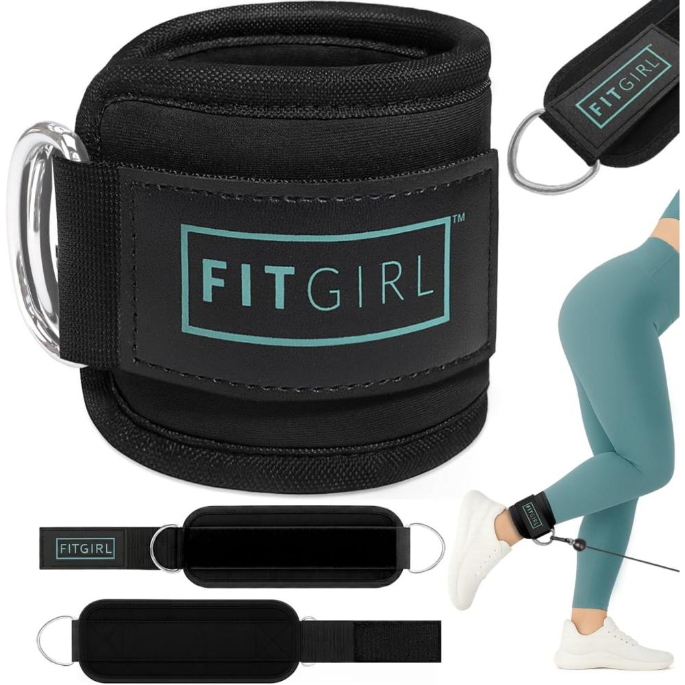 imageFITGIRL Ankle Strap for Cable Machine  Premium Padding and Comfort for Cable Exercise Machines Cable Exercise Attachment for Home amp Gym Glute Workouts  Kickbacks Leg Extensions Hip AbductorsBlack Mint  Single