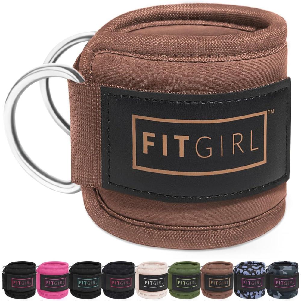 imageFITGIRL Ankle Strap for Cable Machine  Premium Padding and Comfort for Cable Exercise Machines Cable Exercise Attachment for Home amp Gym Glute Workouts  Kickbacks Leg Extensions Hip AbductorsCocoa Brown  Single