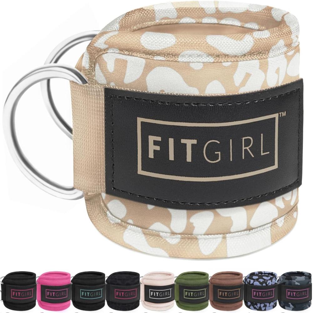 imageFITGIRL Ankle Strap for Cable Machine  Premium Padding and Comfort for Cable Exercise Machines Cable Exercise Attachment for Home amp Gym Glute Workouts  Kickbacks Leg Extensions Hip AbductorsBeige Leopard  Single