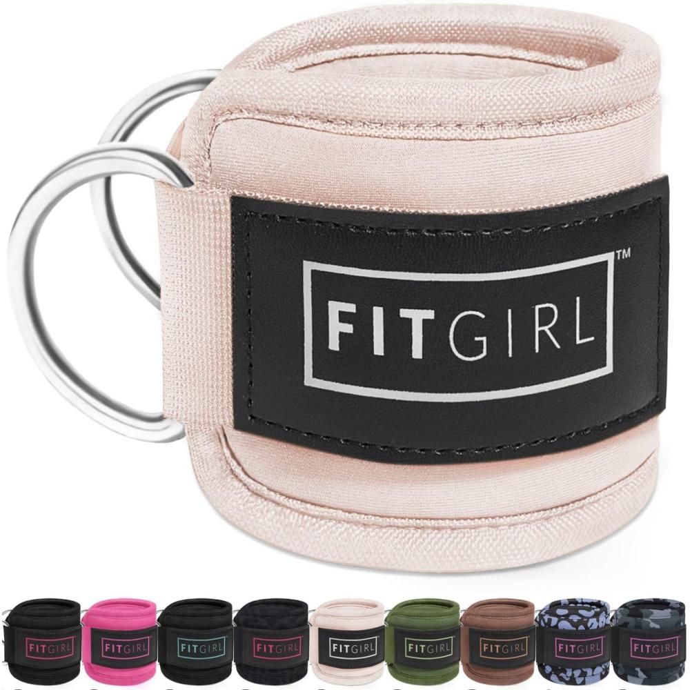 imageFITGIRL Ankle Strap for Cable Machine  Premium Padding and Comfort for Cable Exercise Machines Cable Exercise Attachment for Home amp Gym Glute Workouts  Kickbacks Leg Extensions Hip AbductorsBeige  Pair