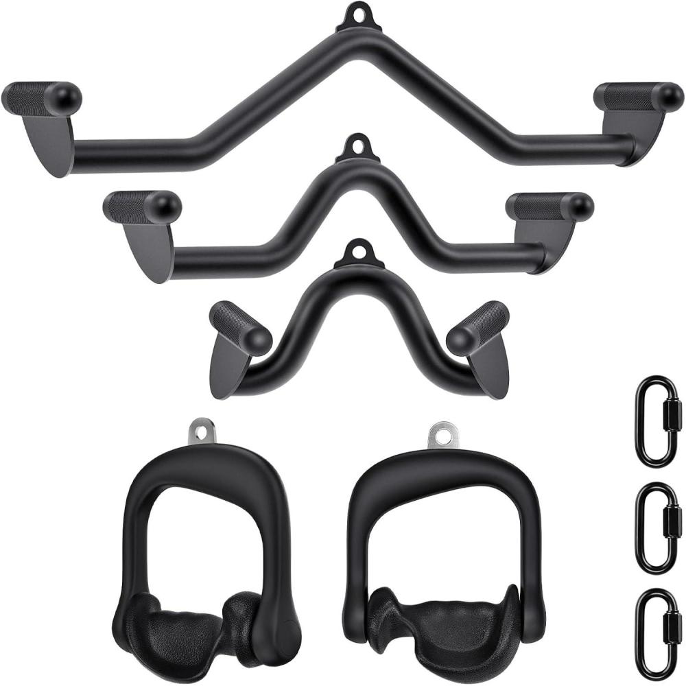 imageSELEWARE LAT Pull Down Bars Cable Machine Attachment Heavy Duty Steel Tubing Structure Home Gym Workout Attachments Triceps Press Down Bar for Cable Machine Back Strength Training VBar Rowing SetC122028 Pulldown Bars  D Handles