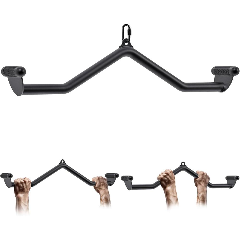 imageSELEWARE LAT Pull Down Bars Cable Machine Attachment Heavy Duty Steel Tubing Structure Home Gym Workout Attachments Triceps Press Down Bar for Cable Machine Back Strength Training VBar Rowing SetE32 Pulldown Bars