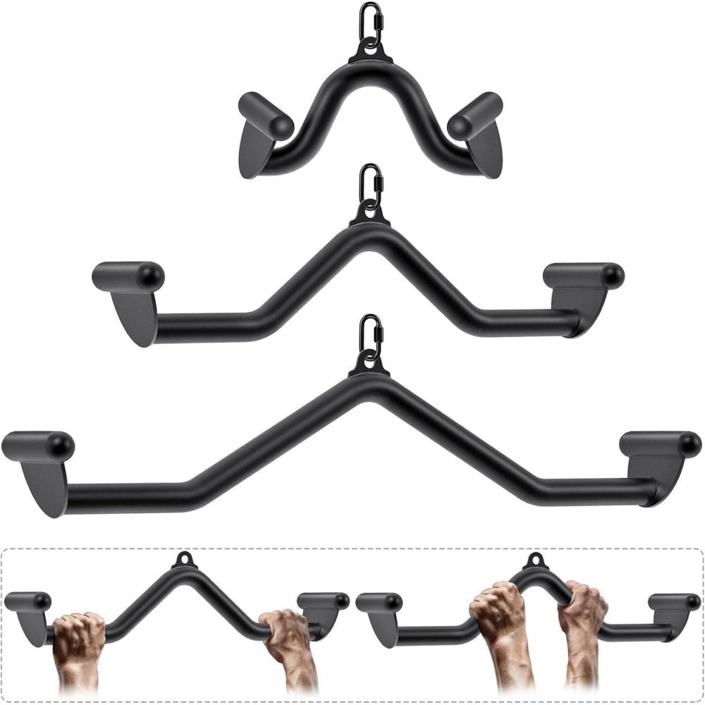 imageSELEWARE LAT Pull Down Bars Cable Machine Attachment Heavy Duty Steel Tubing Structure Home Gym Workout Attachments Triceps Press Down Bar for Cable Machine Back Strength Training VBar Rowing SetB122432 Pulldown Bars