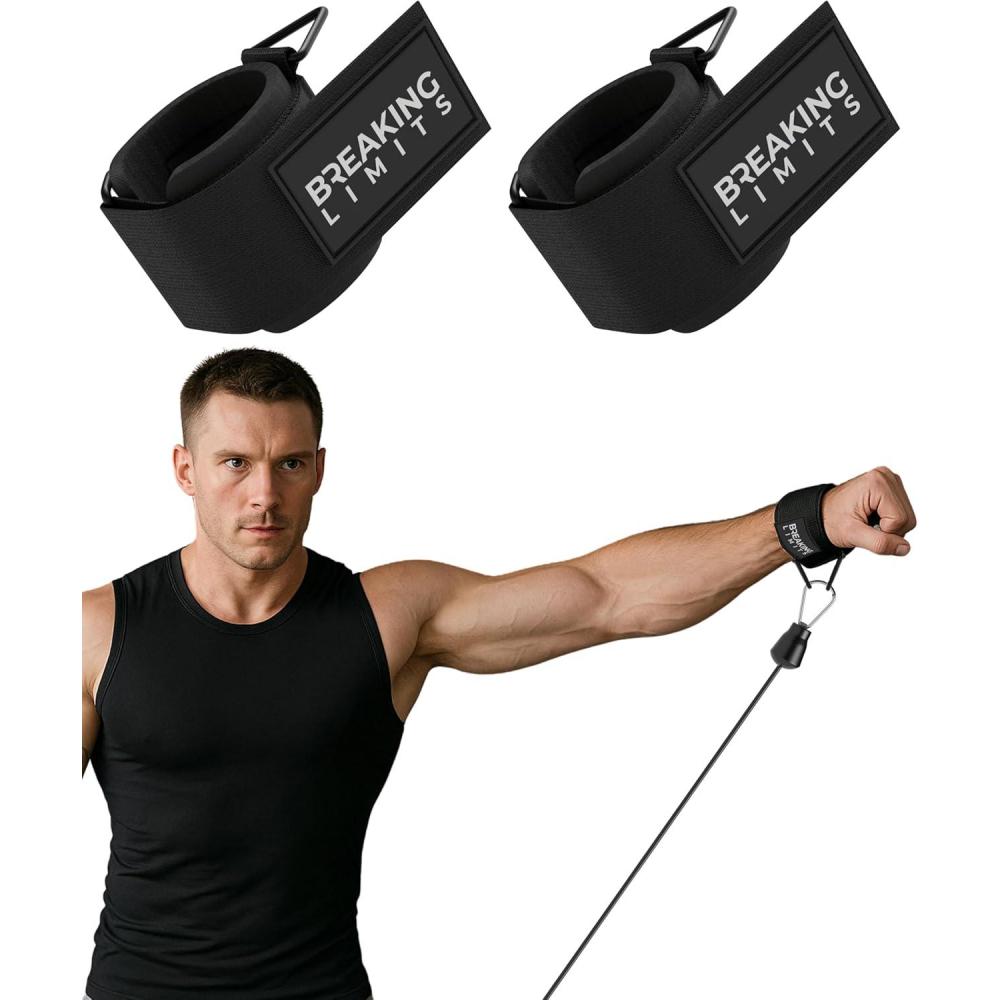 imageBreaking Limits Wrist Cuffs Gym Wrist Straps for Cable Machines Lifting Cuffs for Cables Gym Wrist Cuff Lateral Raise Attachment Cable Wrist Cuffs Gym