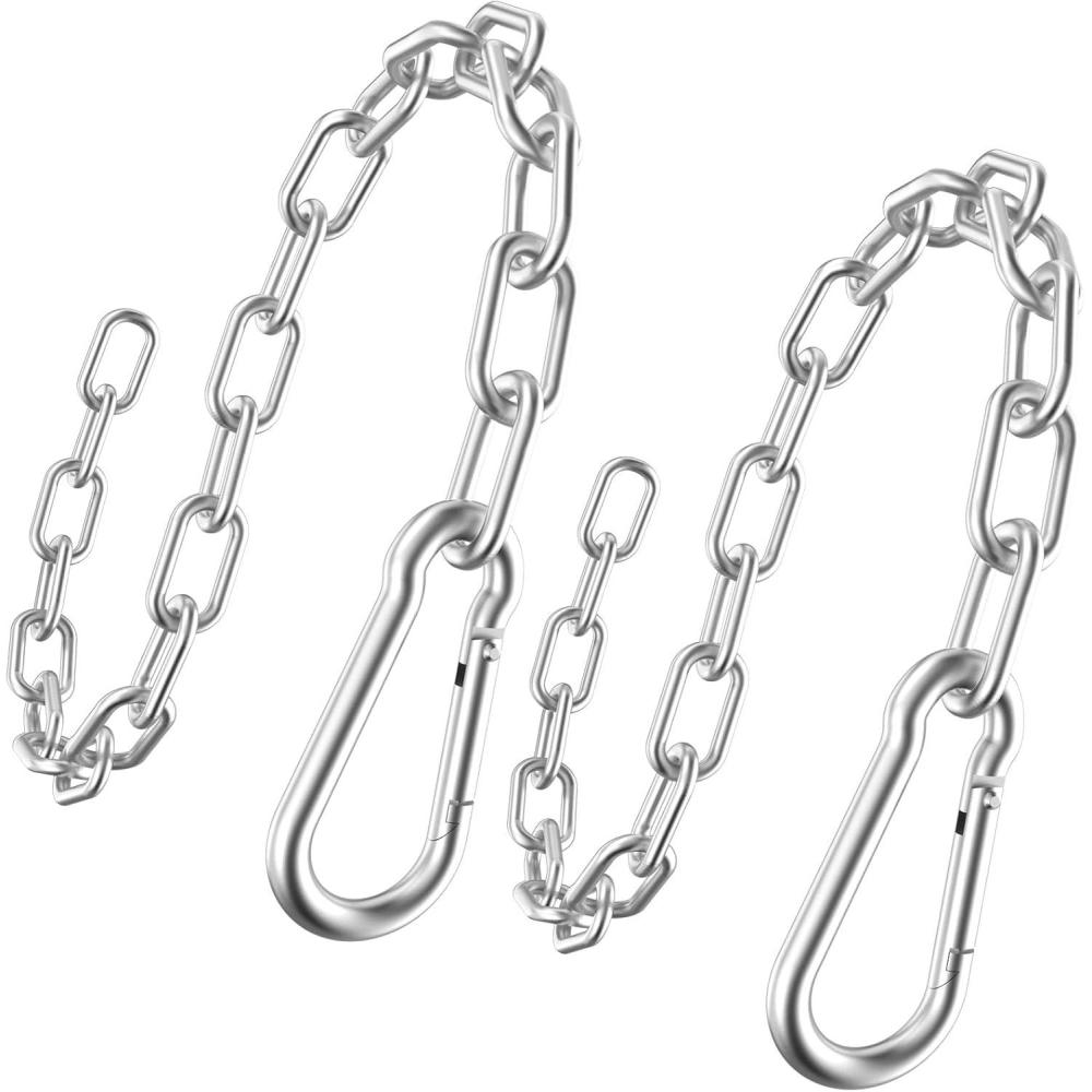 image236 Gym Fitness Cable Extension Chain 304 Stainless Steel Cable Machine Extension Accessory Workout Chain for Home Gym Replacement Weight Lifting Triceps ExerciseSilver2pcs Dia4mm