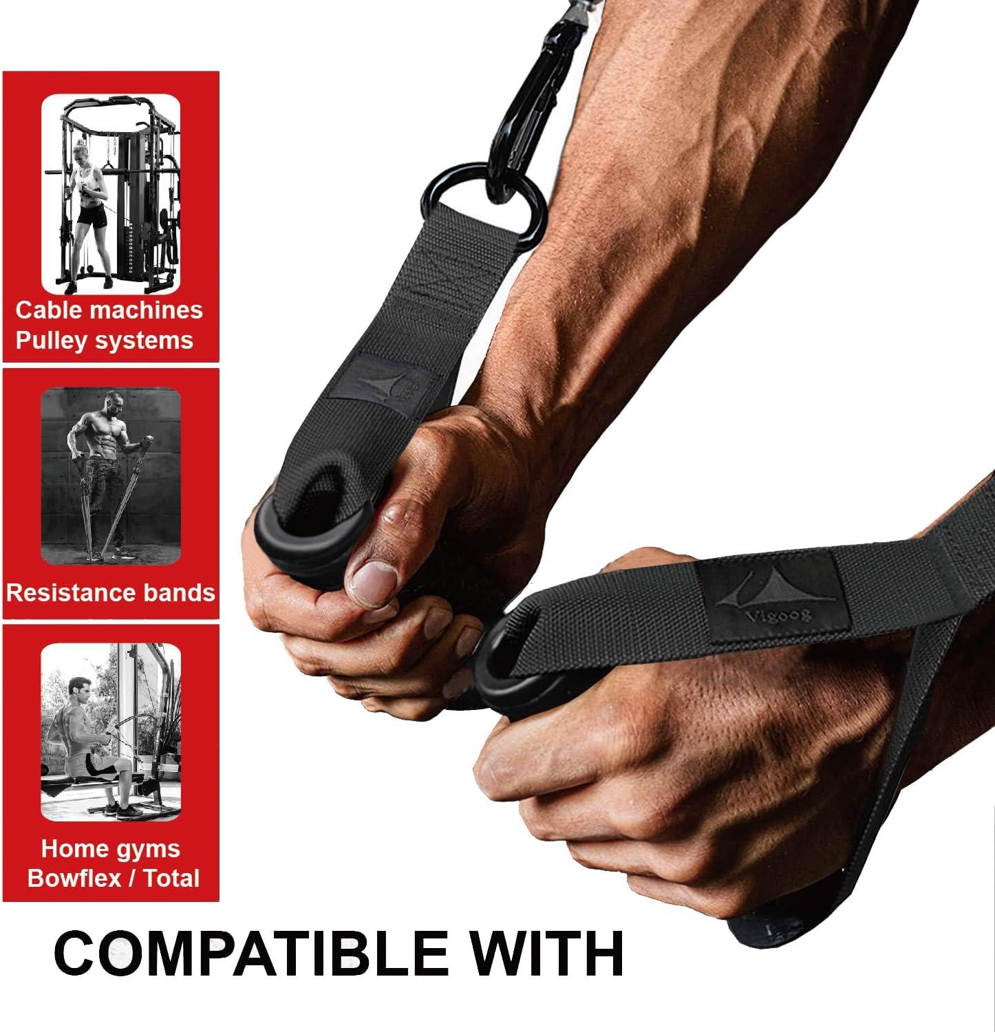 imageHeavy Duty Exercise Handles UltraDurable Rubber Workout Grip Attachments for Cable Machines LAT Pulldown Resistance Bands Home Gym and Commercial Fitness EquipmentCarbon Black XG