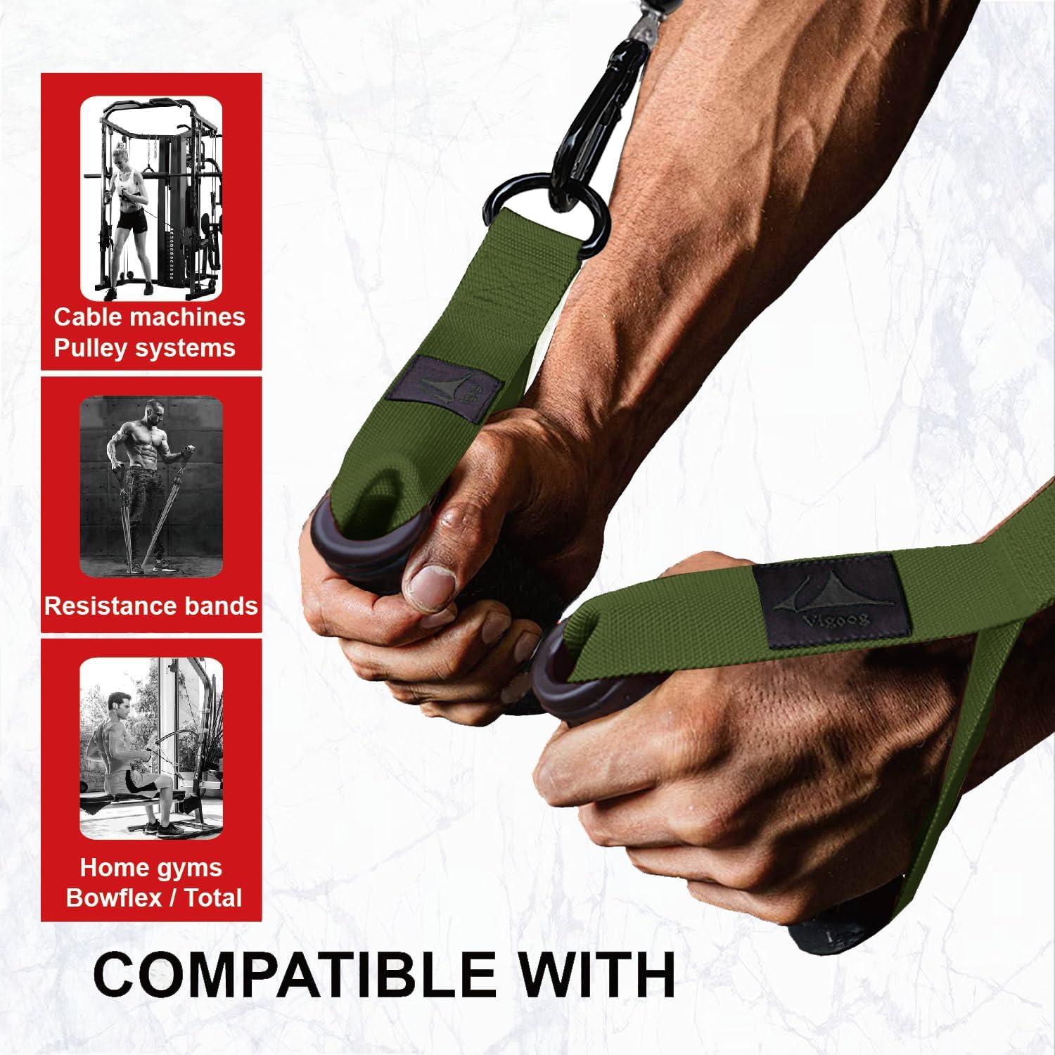 imageHeavy Duty Exercise Handles UltraDurable Rubber Workout Grip Attachments for Cable Machines LAT Pulldown Resistance Bands Home Gym and Commercial Fitness EquipmentMilitary Green XG