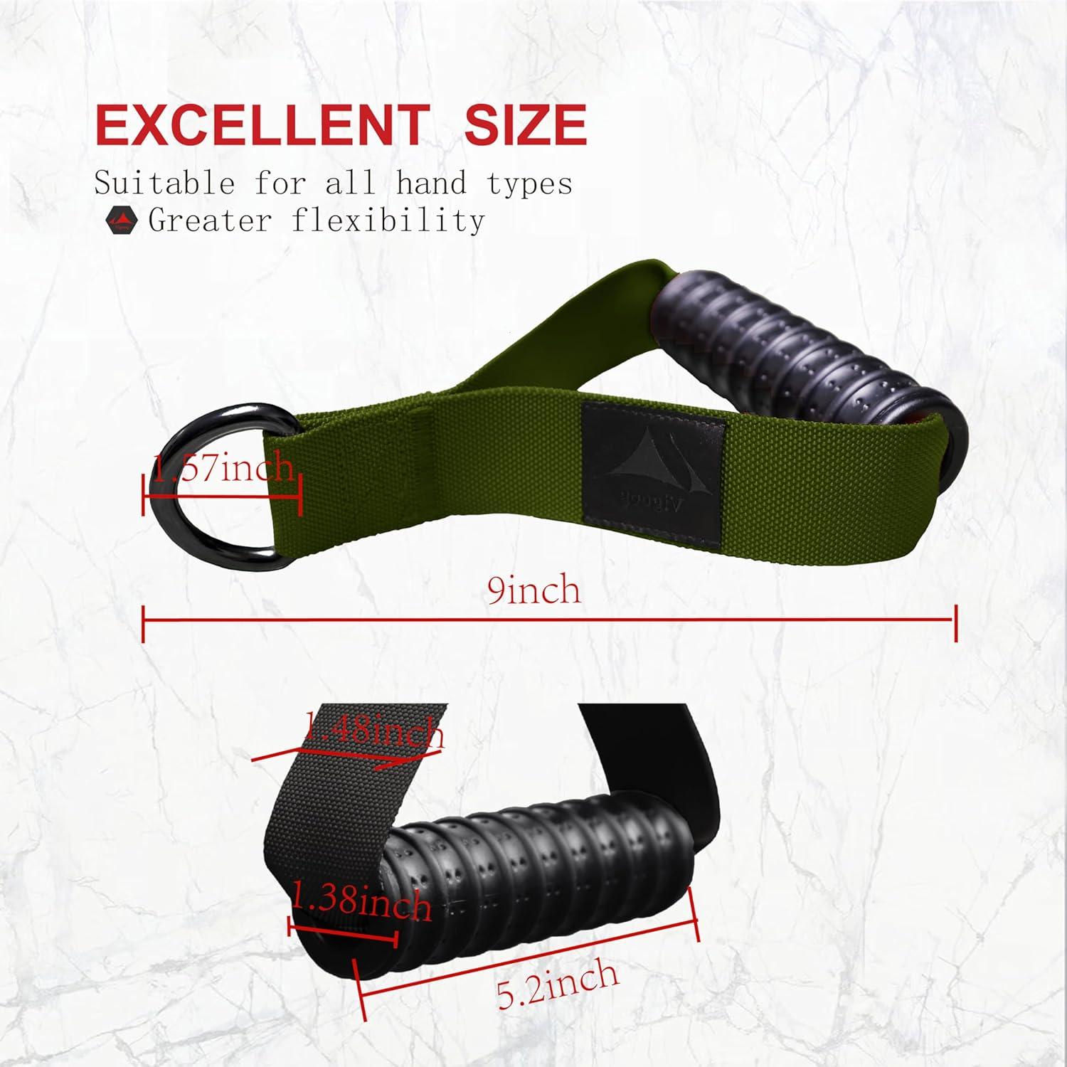 imageHeavy Duty Exercise Handles UltraDurable Rubber Workout Grip Attachments for Cable Machines LAT Pulldown Resistance Bands Home Gym and Commercial Fitness EquipmentMilitary Green XG