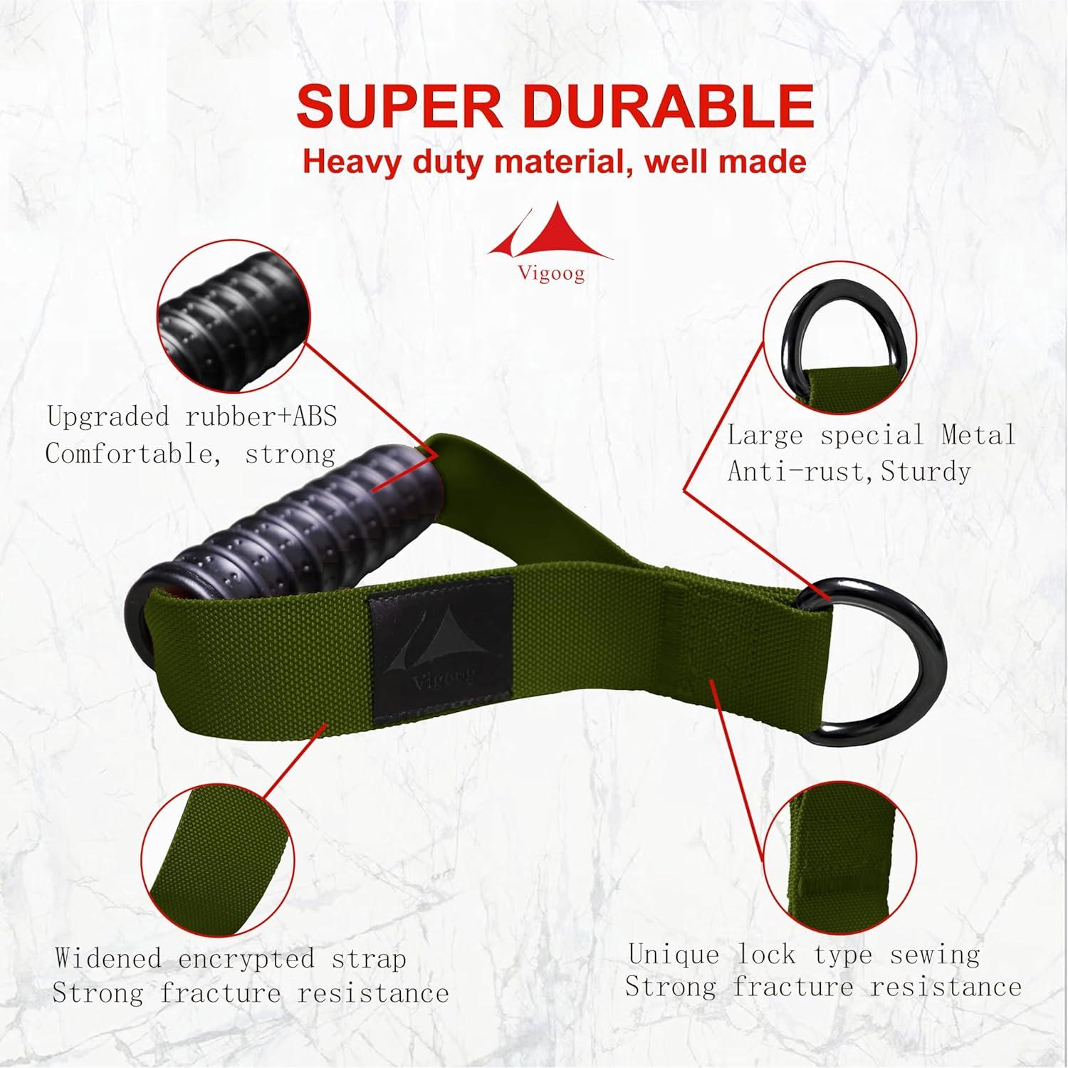 imageHeavy Duty Exercise Handles UltraDurable Rubber Workout Grip Attachments for Cable Machines LAT Pulldown Resistance Bands Home Gym and Commercial Fitness EquipmentMilitary Green XG