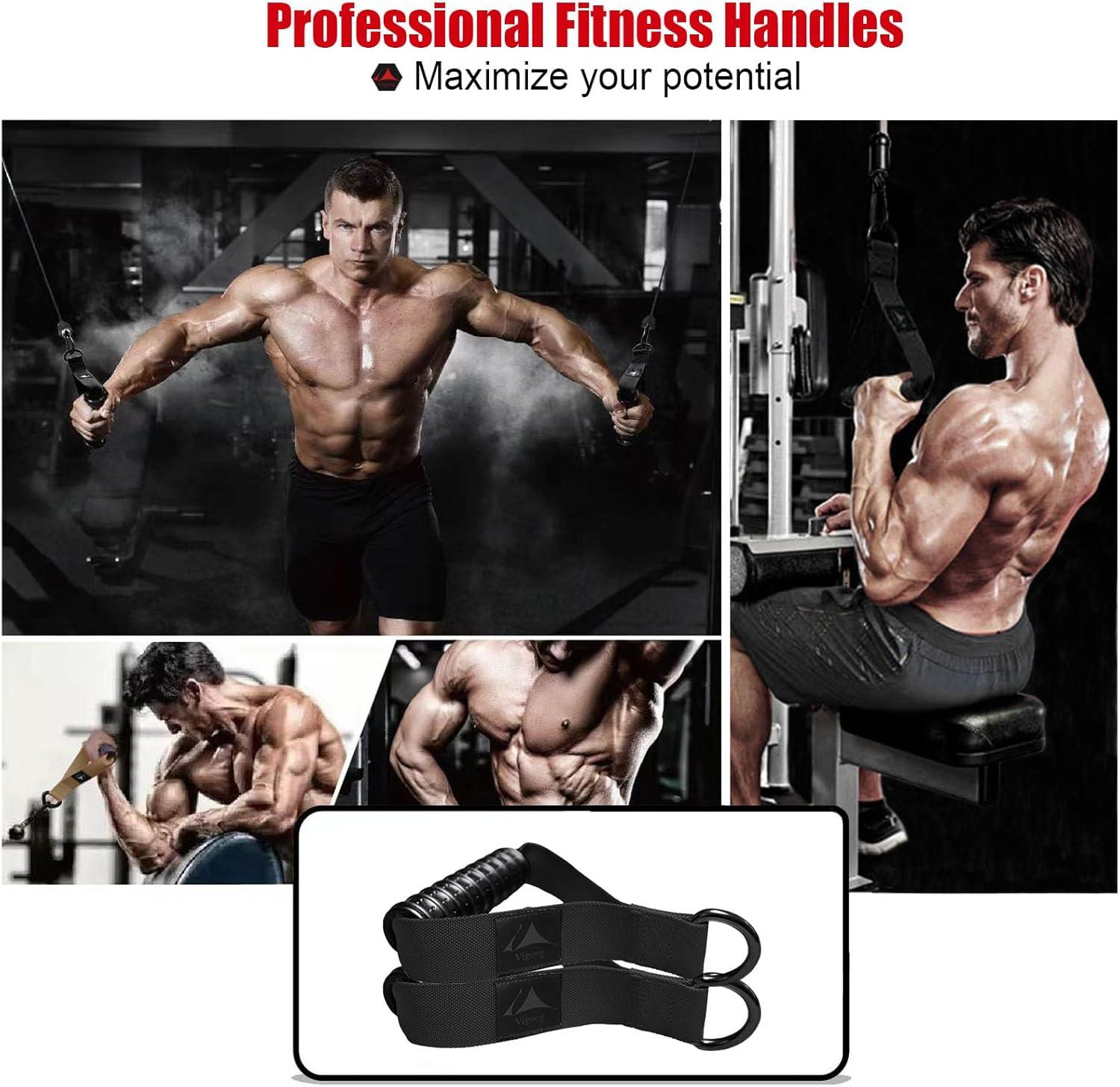 imageHeavy Duty Exercise Handles UltraDurable Rubber Workout Grip Attachments for Cable Machines LAT Pulldown Resistance Bands Home Gym and Commercial Fitness EquipmentCarbon Black XG