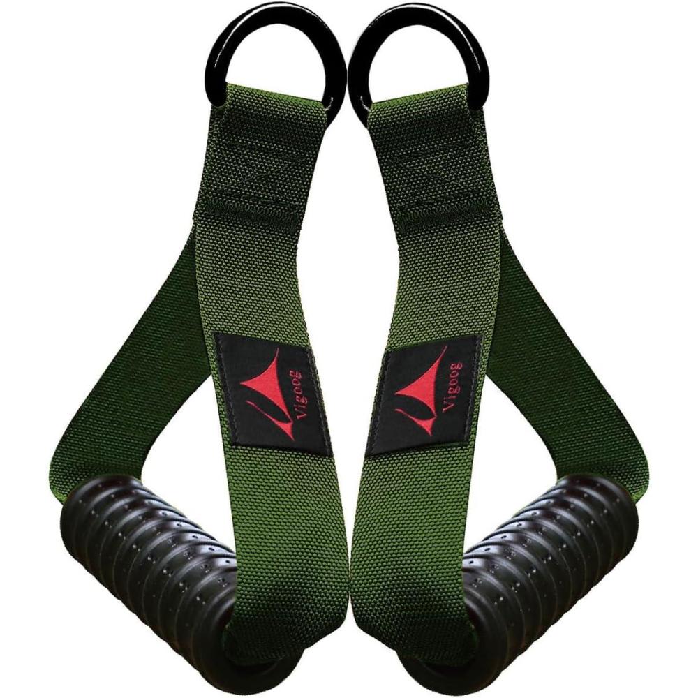 imageHeavy Duty Exercise Handles UltraDurable Rubber Workout Grip Attachments for Cable Machines LAT Pulldown Resistance Bands Home Gym and Commercial Fitness EquipmentMilitary Green XR