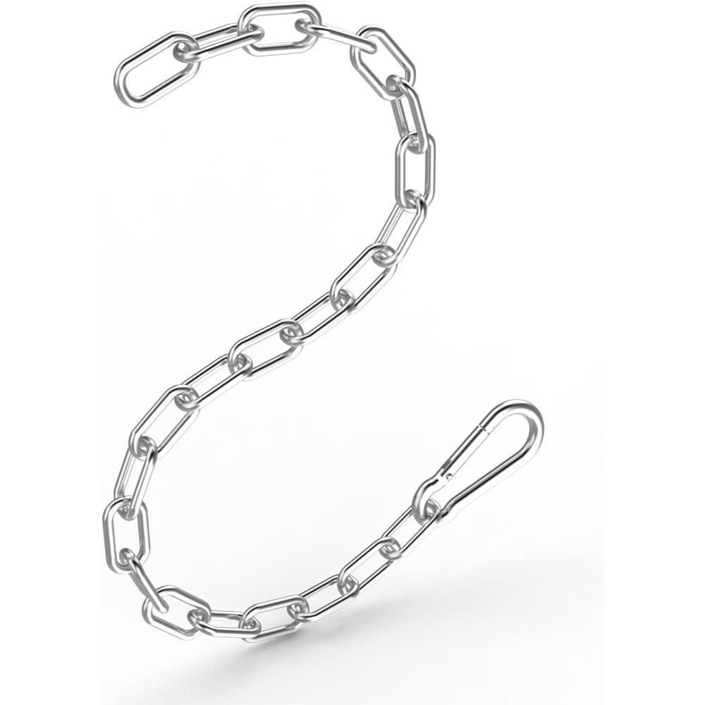 imageFitness Chain Weight Lifting Chains Cable Machine Extension Chain 304 Stainless Steel LAT Pull Cable Extension Weight Machine Chain Curl Bar Chain for Home GymDia4mm 23in length