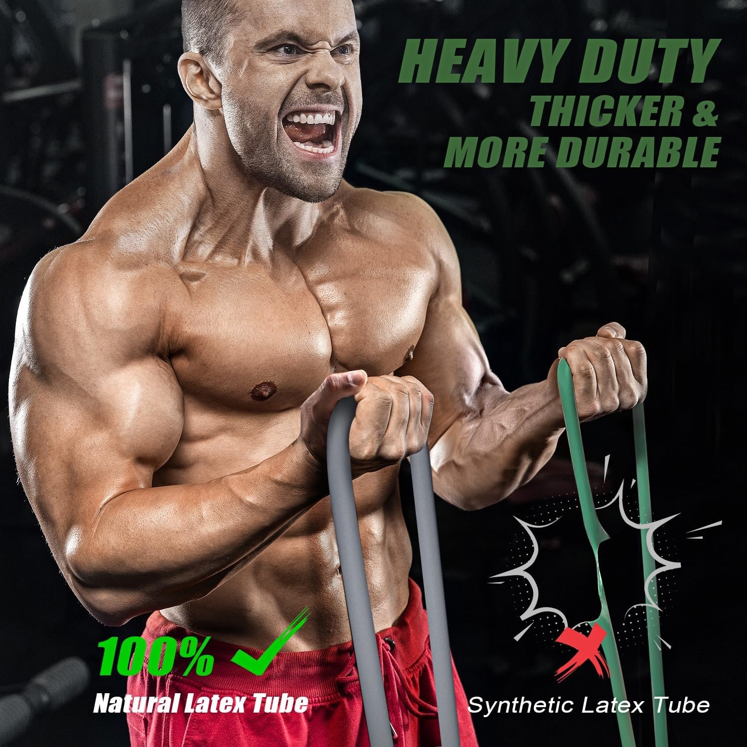 image:imageWOQQW Heavy Resistance Bands for Working Out 350lbs450lbs Exercise Bands with Handles Workout Bands Set for Men Fitness Weight Bands for Muscle Strength TrainingStretchingSlimHome Gym EquipmentGreen