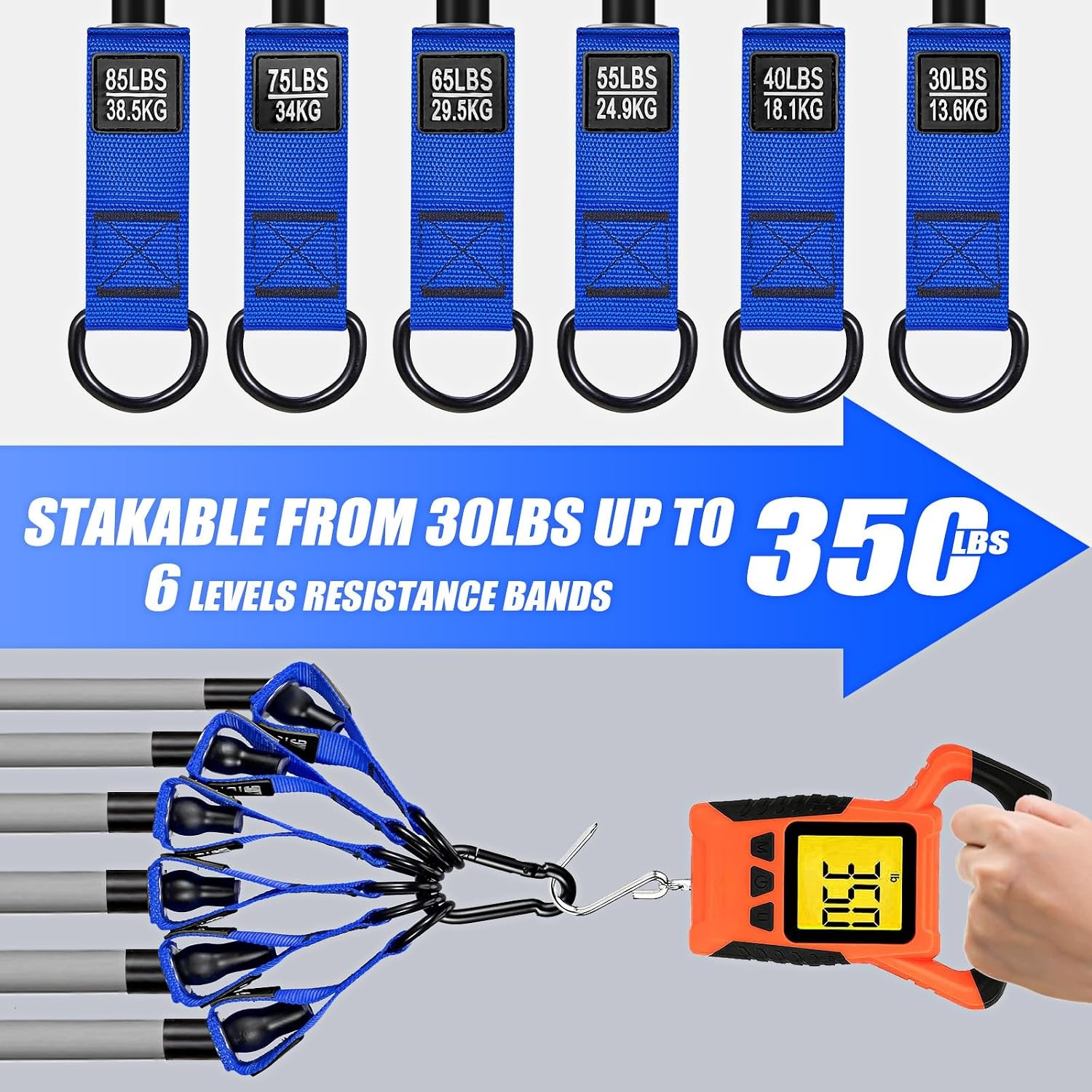 image:imageWOQQW Heavy Resistance Bands for Working Out 350lbs450lbs Exercise Bands with Handles Workout Bands Set for Men Fitness Weight Bands for Muscle Strength TrainingStretchingSlimHome Gym EquipmentBlue