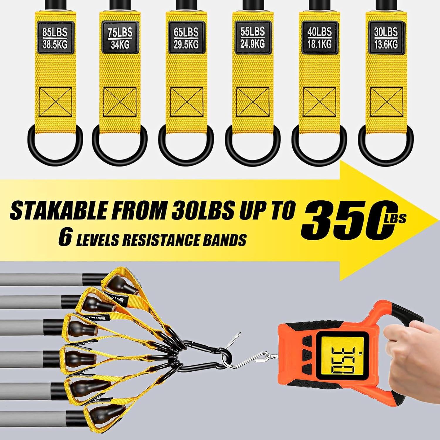 image:imageWOQQW Heavy Resistance Bands for Working Out 350lbs450lbs Exercise Bands with Handles Workout Bands Set for Men Fitness Weight Bands for Muscle Strength TrainingStretchingSlimHome Gym EquipmentYellow