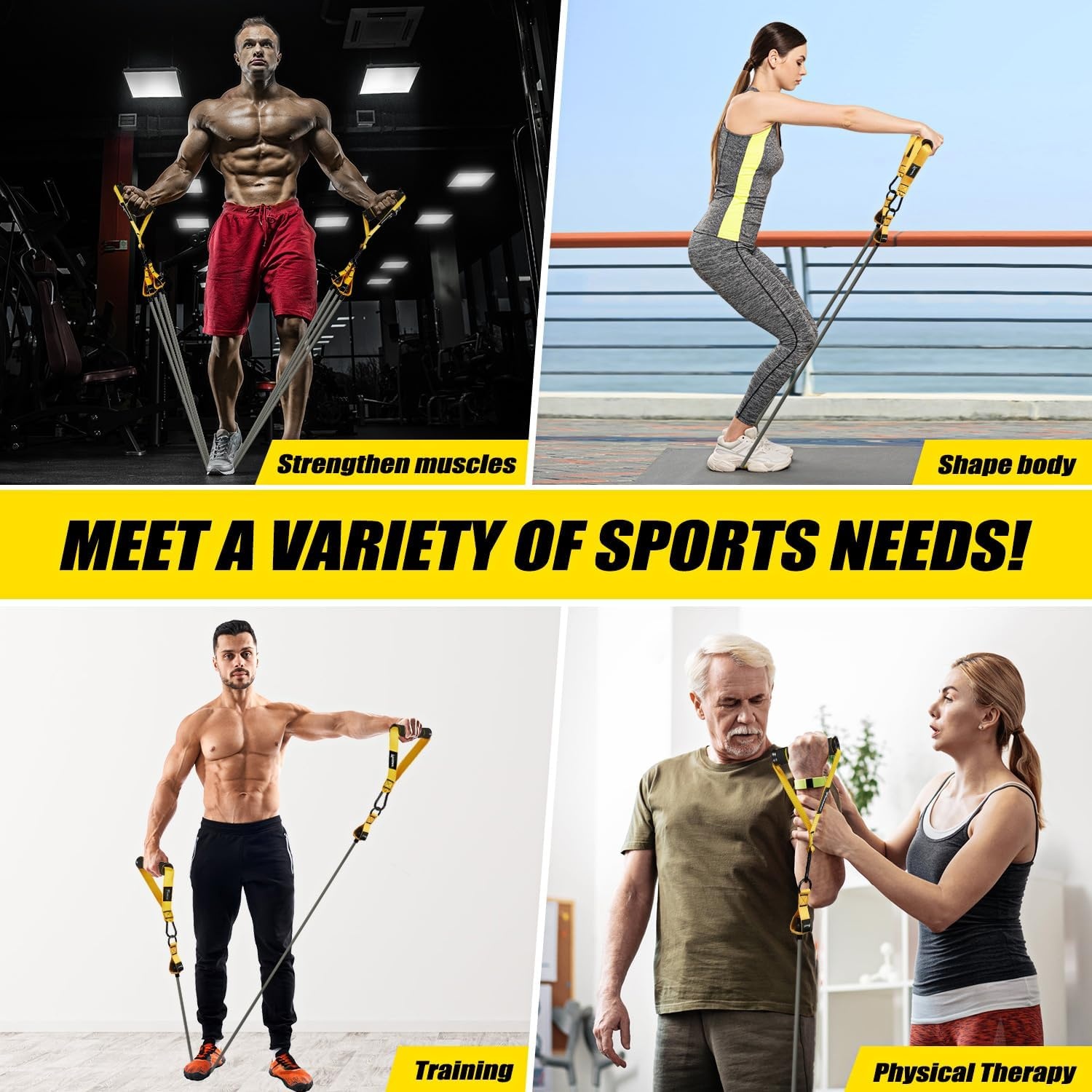 image:imageWOQQW Heavy Resistance Bands for Working Out 350lbs450lbs Exercise Bands with Handles Workout Bands Set for Men Fitness Weight Bands for Muscle Strength TrainingStretchingSlimHome Gym EquipmentYellow