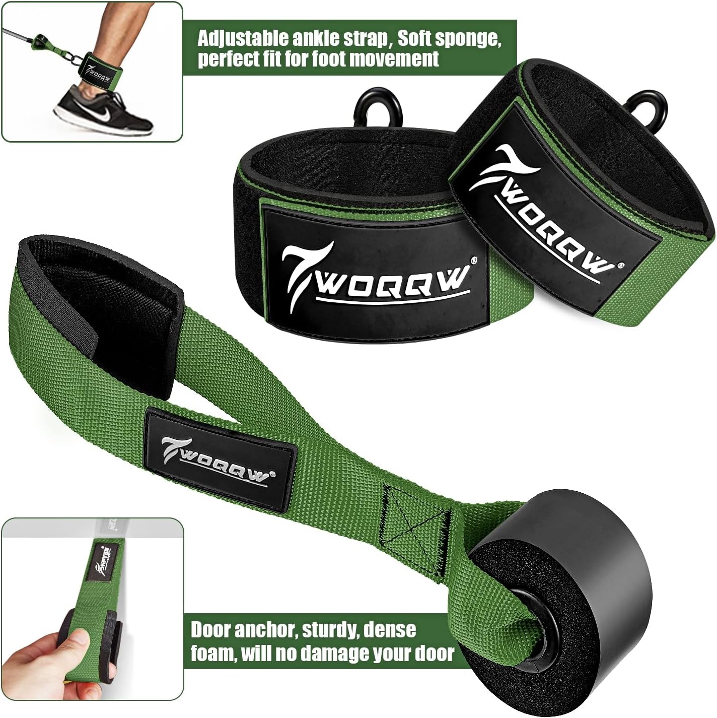 image:imageWOQQW Heavy Resistance Bands for Working Out 350lbs450lbs Exercise Bands with Handles Workout Bands Set for Men Fitness Weight Bands for Muscle Strength TrainingStretchingSlimHome Gym EquipmentGreen