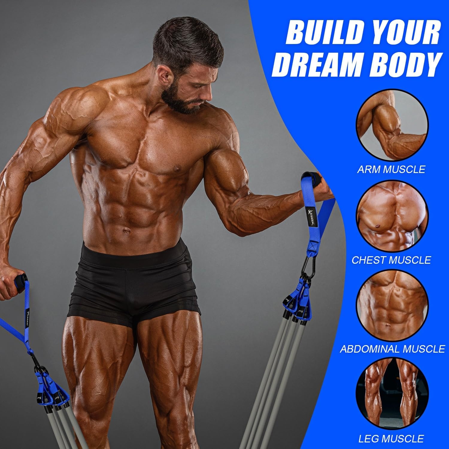 image:imageWOQQW Heavy Resistance Bands for Working Out 350lbs450lbs Exercise Bands with Handles Workout Bands Set for Men Fitness Weight Bands for Muscle Strength TrainingStretchingSlimHome Gym EquipmentBlue