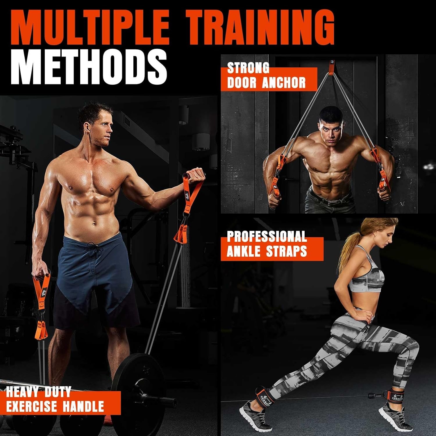 image:imageHeavy Resistance Bands for Working Out 300LBS Exercise Bands with Handles Workout Bands for Men Weight Fitness Bands Set for Muscle Training Strength Slim Yoga Home Gym EquipmentOrange