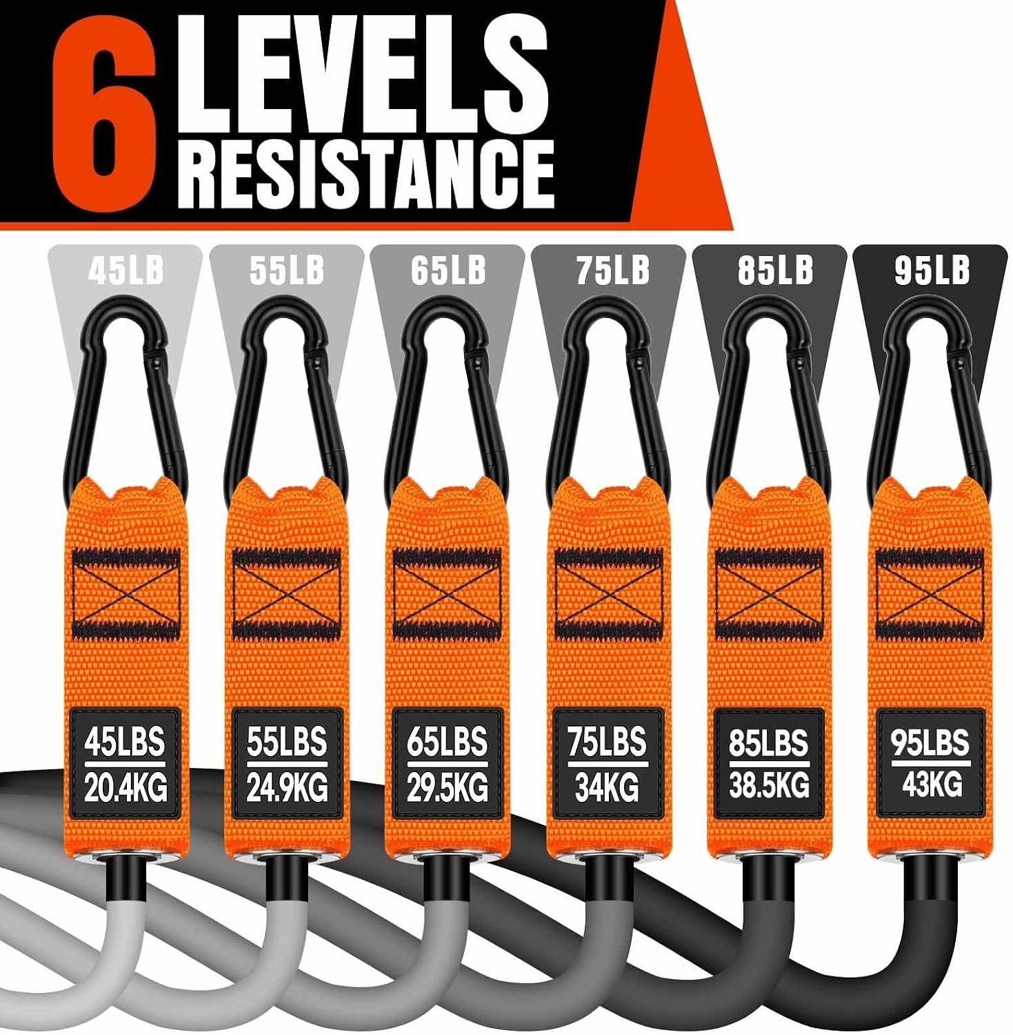 image:imageHeavy Resistance Bands for Working Out 300LBS Exercise Bands with Handles Workout Bands for Men Weight Fitness Bands Set for Muscle Training Strength Slim Yoga Home Gym EquipmentOrange