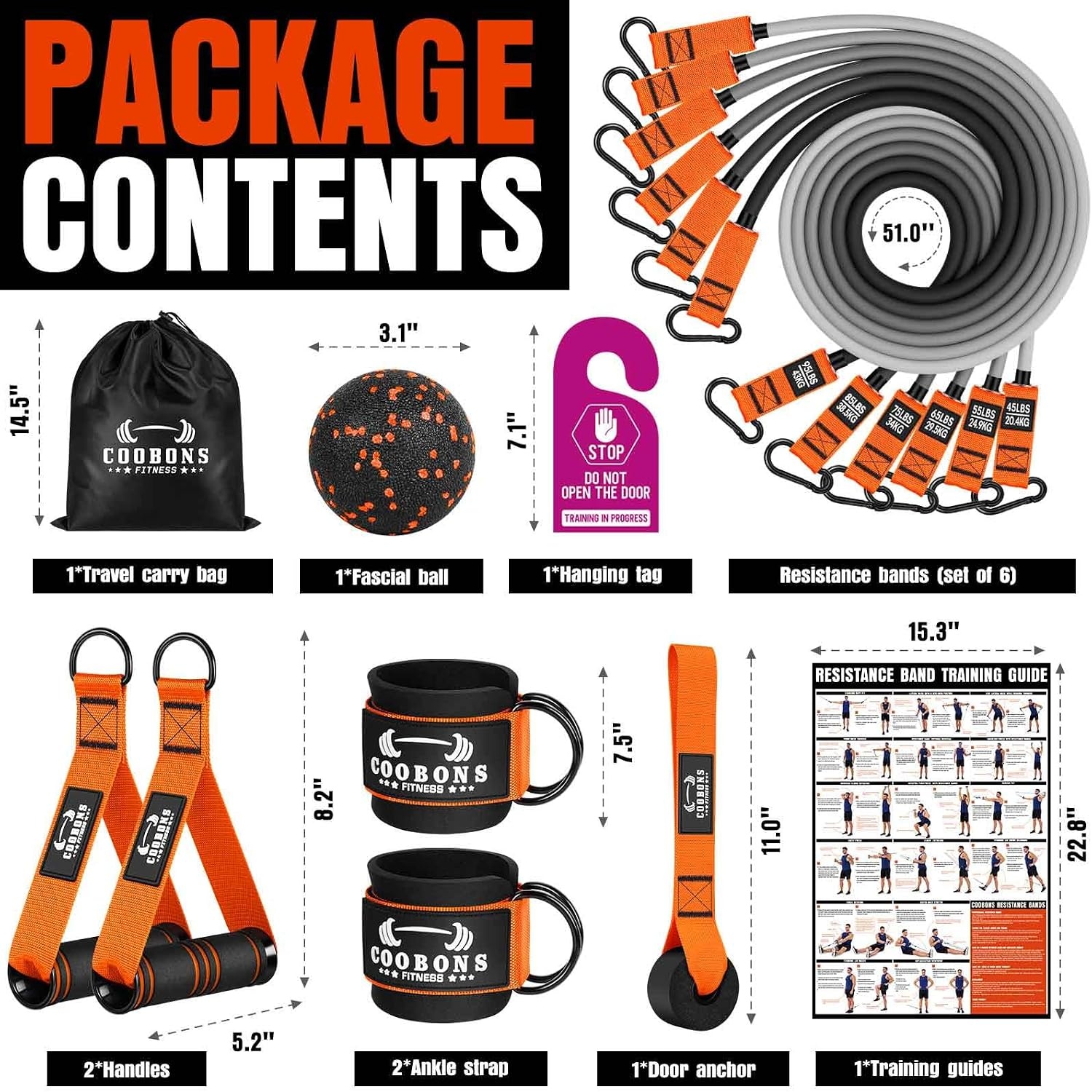 image:imageHeavy Resistance Bands for Working Out 300LBS Exercise Bands with Handles Workout Bands for Men Weight Fitness Bands Set for Muscle Training Strength Slim Yoga Home Gym EquipmentOrange
