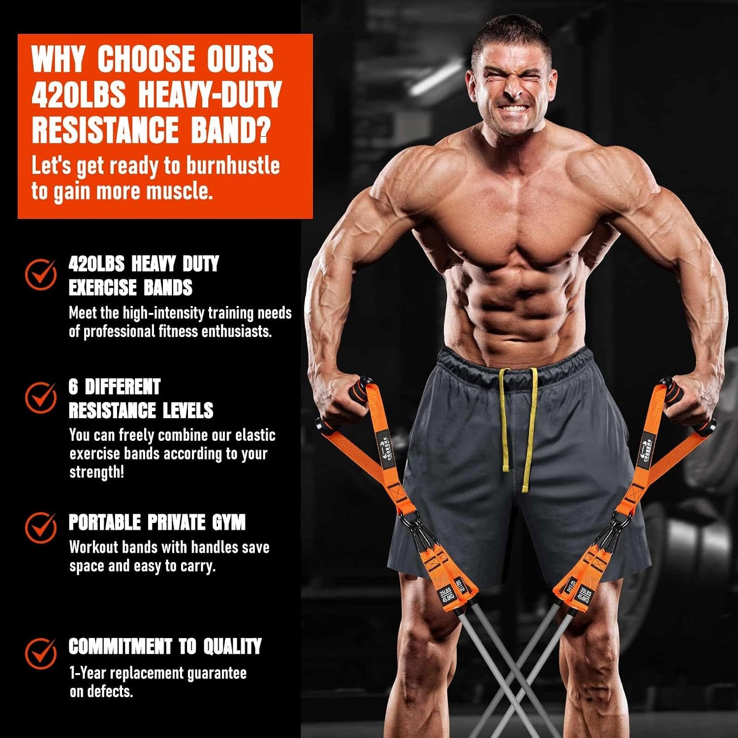 image:imageHeavy Resistance Bands for Working Out 300LBS Exercise Bands with Handles Workout Bands for Men Weight Fitness Bands Set for Muscle Training Strength Slim Yoga Home Gym EquipmentOrange