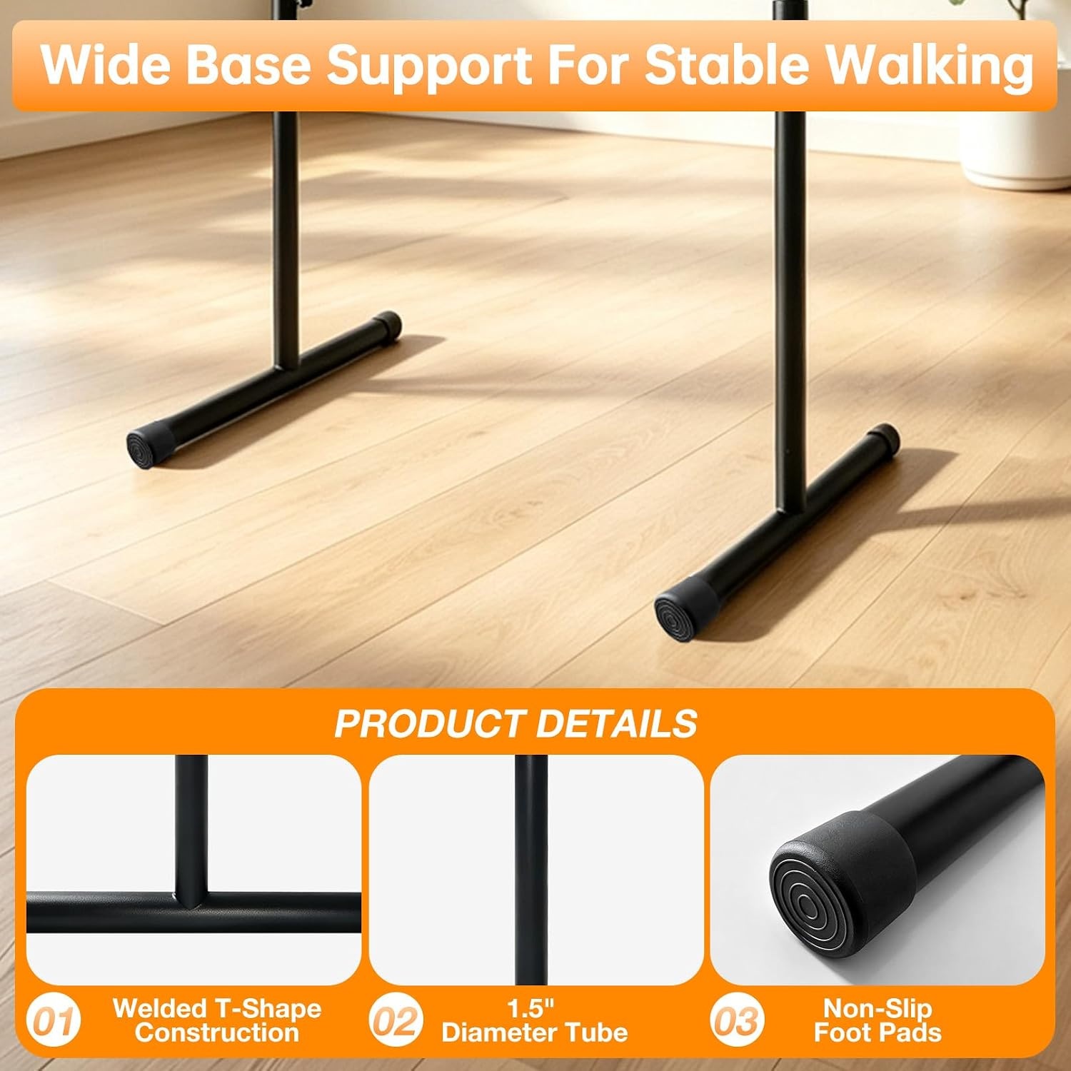 image:image25 Wide Walking Pad Handlebar Only 3947in Adjustable Treadmill Handrail Fits Most Walking Pads Phone amp Cup Holder NonSlip Bar Double Side Hooks HandsFree Workout Indoor TV Walking
