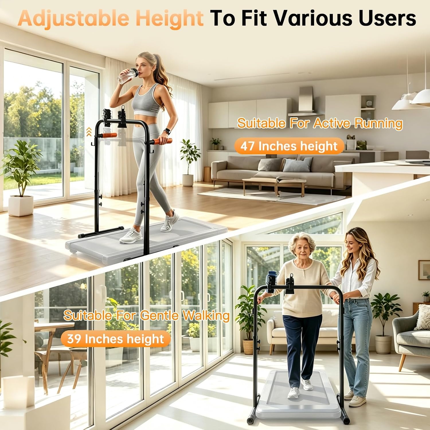 image:image25 Wide Walking Pad Handlebar Only 3947in Adjustable Treadmill Handrail Fits Most Walking Pads Phone amp Cup Holder NonSlip Bar Double Side Hooks HandsFree Workout Indoor TV Walking