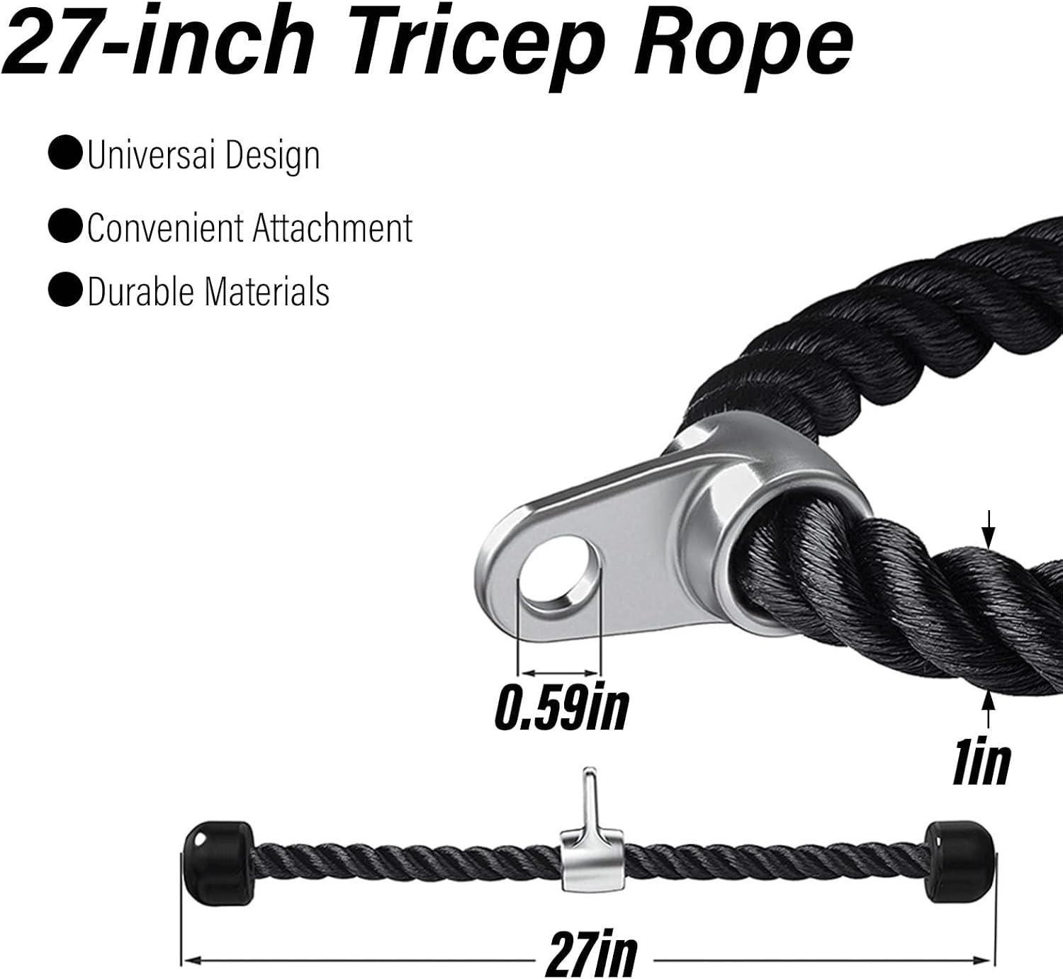 image:image27 inches Tricep Rope Tricep Pull Down Rope for Cable Machine Cable Attachment for Gym Workout Exercise