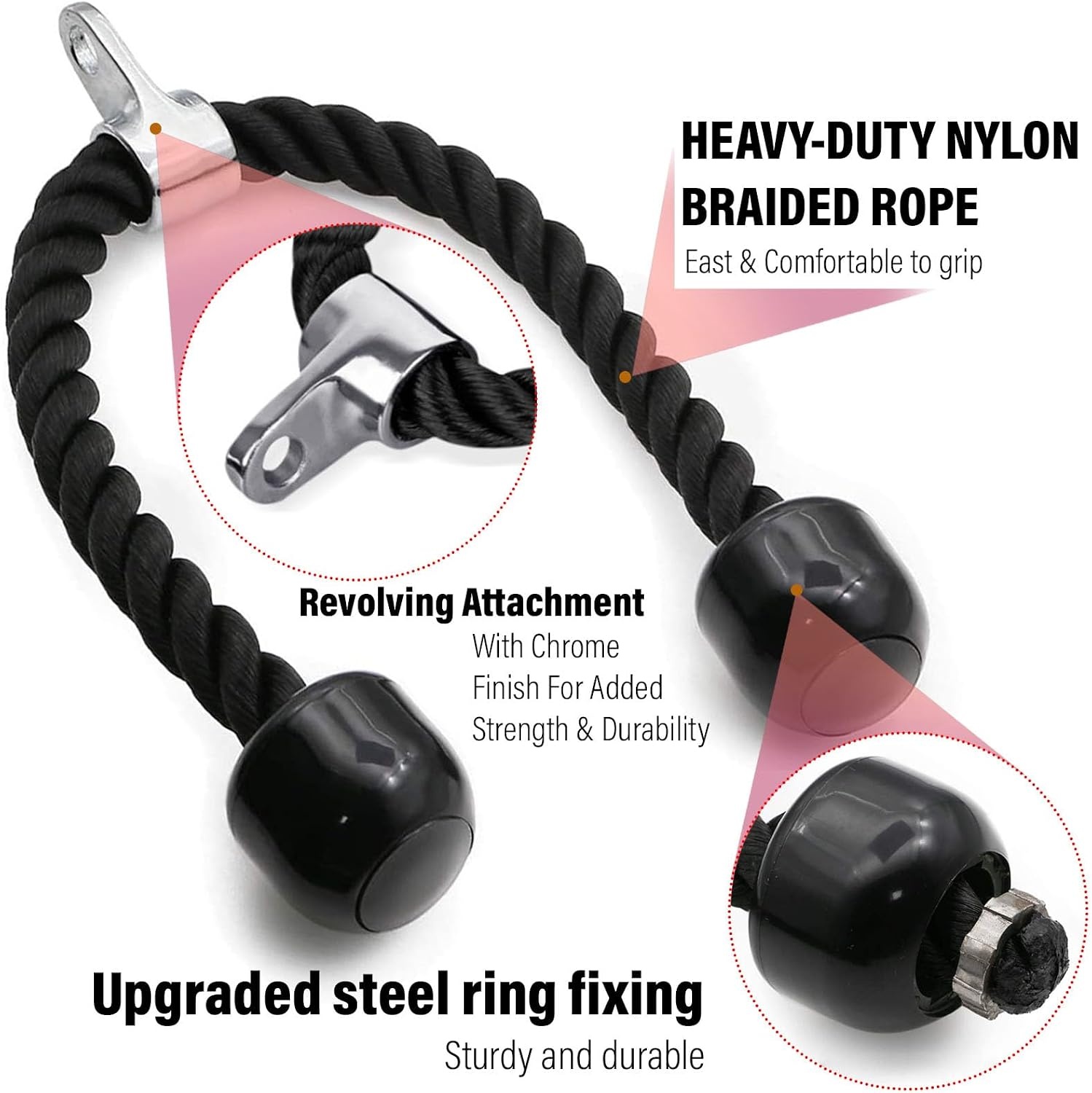 image:image27 inches Tricep Rope Tricep Pull Down Rope for Cable Machine Cable Attachment for Gym Workout Exercise