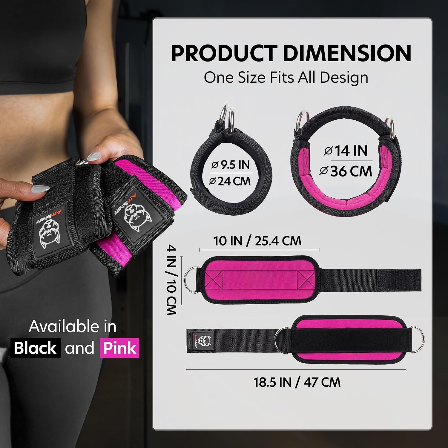 image:imageAmStaff Fitness Ankle Straps for Cable Machines Padded Gym Ankle Cuffs for Glutes Legs and Booty Workouts Adjustable Cable Attachments for Women amp Men One SizePink Single
