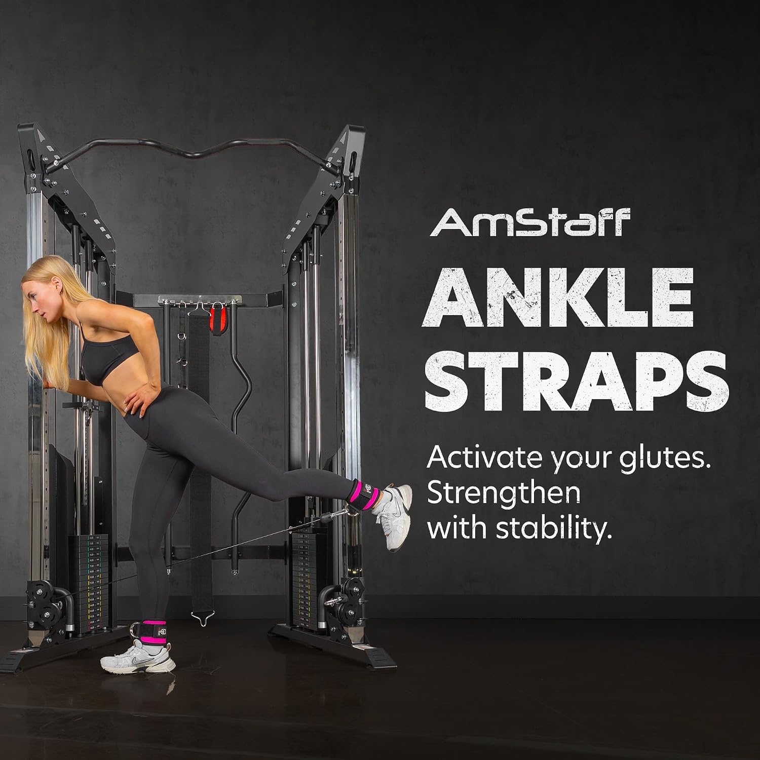 image:imageAmStaff Fitness Ankle Straps for Cable Machines Padded Gym Ankle Cuffs for Glutes Legs and Booty Workouts Adjustable Cable Attachments for Women amp Men One SizePink Single