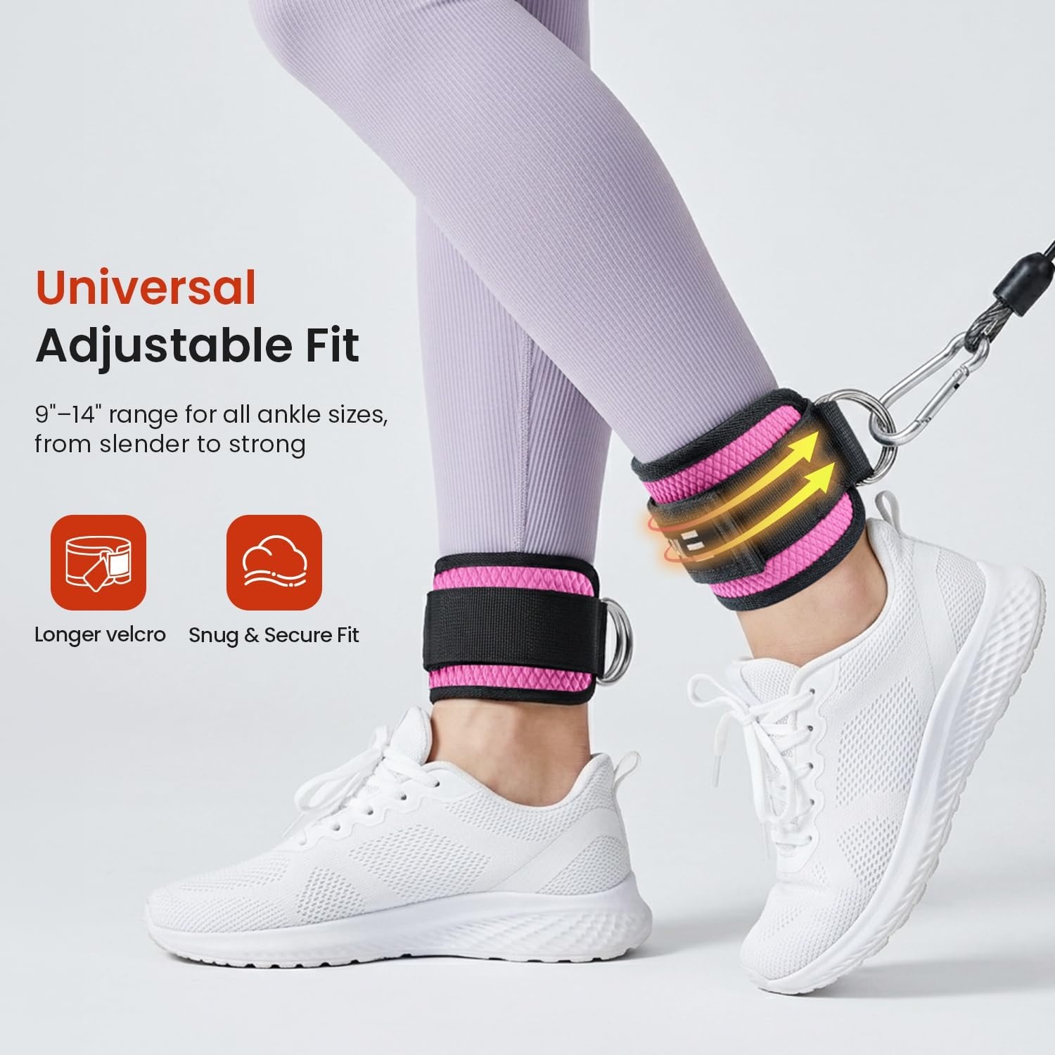 image:imageBAGAIL Ankle Straps for Cable Machines 2 Pack Double DRing Ankle Cuffs with Extra Thick Padding Adjustable Fit for Women amp Men Glute Kickbacks Hip Abductors amp Leg Curls Includes Mesh BagPink