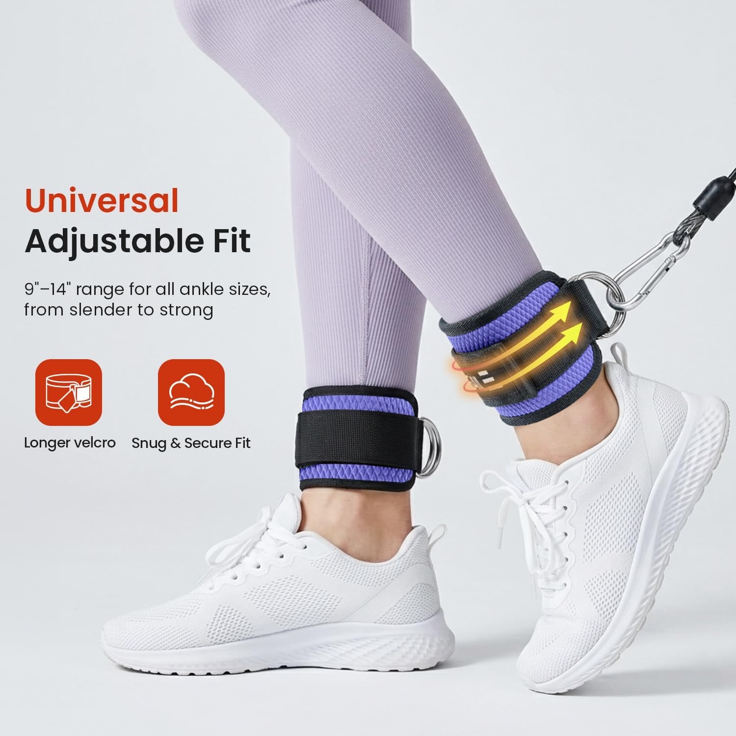 image:imageBAGAIL Ankle Straps for Cable Machines 2 Pack Double DRing Ankle Cuffs with Extra Thick Padding Adjustable Fit for Women amp Men Glute Kickbacks Hip Abductors amp Leg Curls Includes Mesh BagPurple